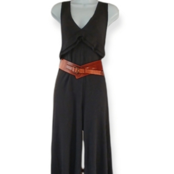 Zara Trafaluc Black ribbed stretch jumpsuit Size L - Picture 2 of 8